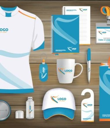 Gift Items business corporate identity, Vector abstract Color promotional souvenirs design with origami elements for diagonal lines. link digital technology company Stationery set,